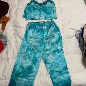 Blue Tie-Dye Pajama Set